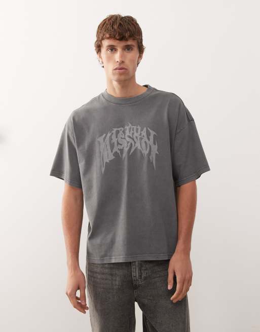 Weekday - Sort oversized T-shirt med grafisk tekstprint i firkantet pasform 