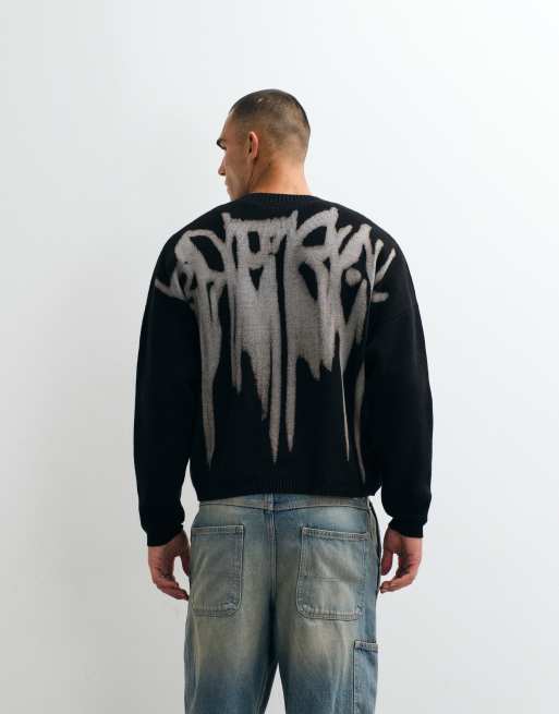Weekday - Sort oversized trøje med energiprint på ryggen, 5 af 5