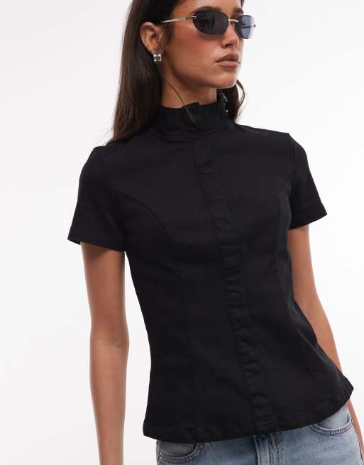 Weekday - Sort top med struktur og knapper, 3 af 4
