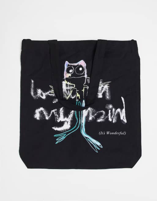 Weekday - Sorte tote-taske med graffiti-design - Kun hos ASOS