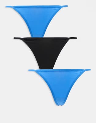 Soul tanga thong 3-pack in blue and black