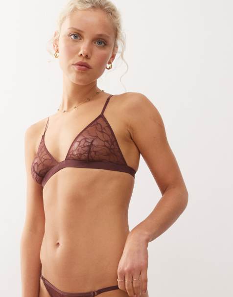 Weekday - Soutien-gorge triangle en dentelle - Bordeaux - view 1