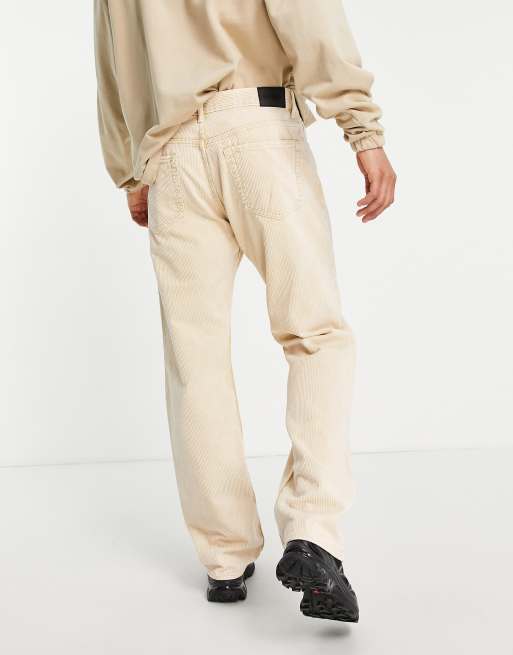 Weekday Space baggy corduroy pants beige | ASOS