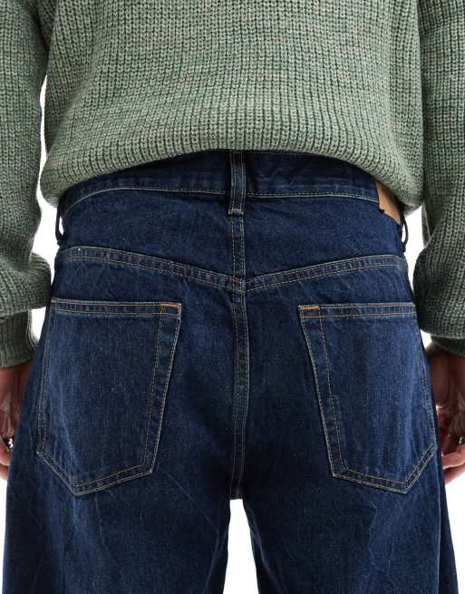 Weekday – Space – Blå, avslappnade jeans med raka ben i randig tvätt , 4 av 5