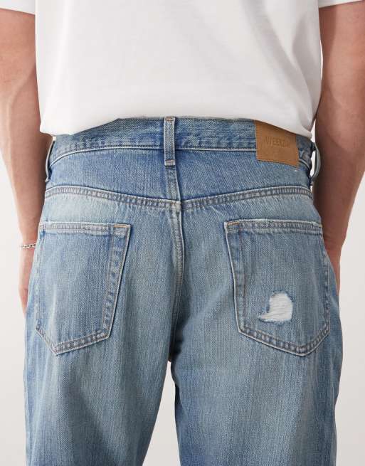 Weekday - Space - Jeans dritti blu effetto invecchiato, 4 di 5