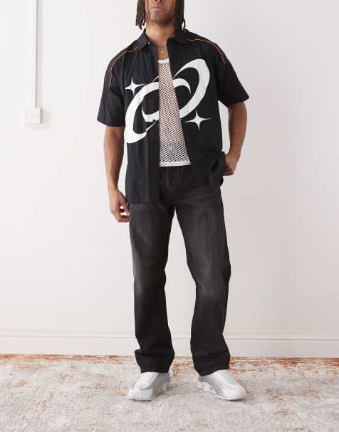 Weekday - Space - Jeans dritti comodi lavaggio nero sbiadito - view 1