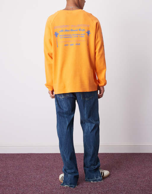 Weekday – Space – Jeans in blauer Waschung mit Marmoreffekt, lockerem, geradem Schnitt und geteiltem Saum, 2 von 5
