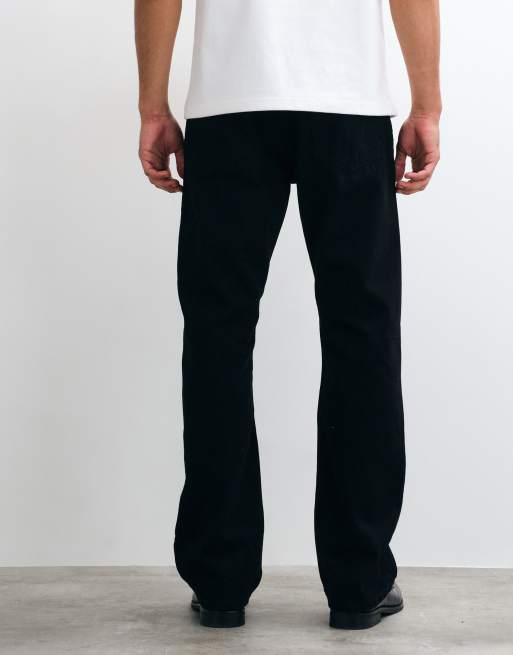 Weekday Space jeansy o prostych nogawkach w czarnym odcieniu rinse, 5 z 5