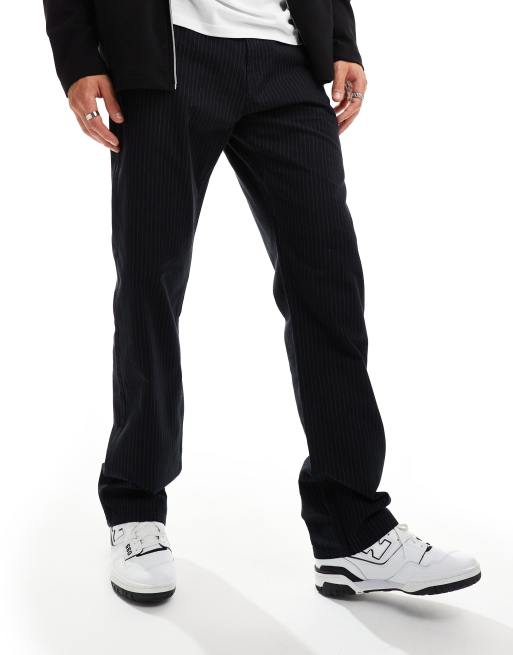 Weekday – Space – Lockere Hose in Schwarz mit Nadelstreifen