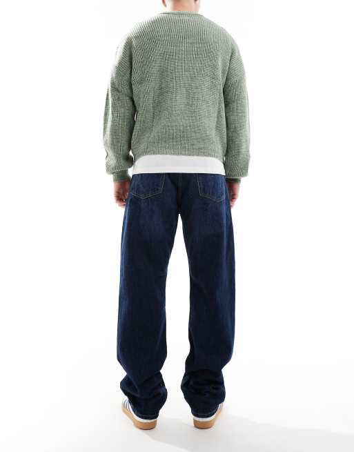 Weekday - Space - Mørkeblå jeans med lige ben og stribet finish i afslappet pasform , 2 af 5