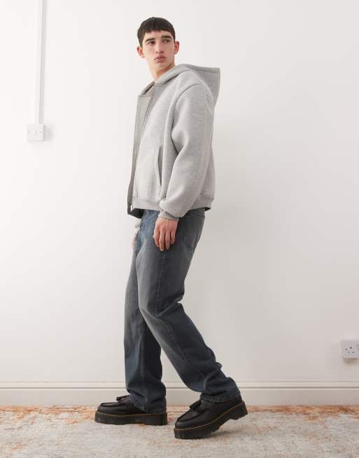 Weekday - Space - Rechte jeans met ruimvallende pasvorm donkerblauw met wassing, 2 van 5
