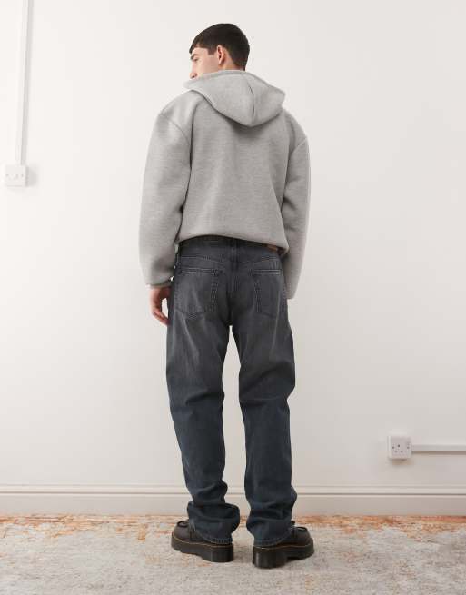 Weekday - Space - Rechte jeans met ruimvallende pasvorm donkerblauw met wassing, 3 van 5