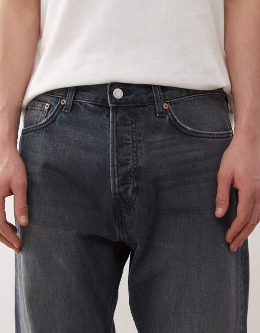Weekday - Space - Rechte jeans met ruimvallende pasvorm donkerblauw met wassing, 4 van 5