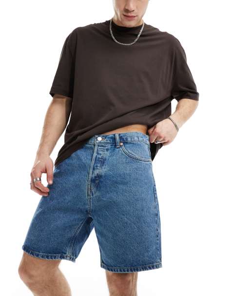 Weekday Space relaxed fit denim shorts in 90's Blue - view 1