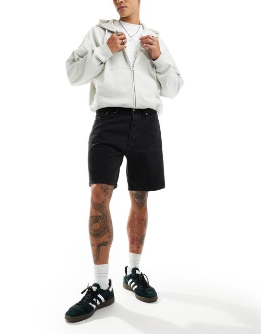 Weekday Space relaxed fit denim shorts in black
