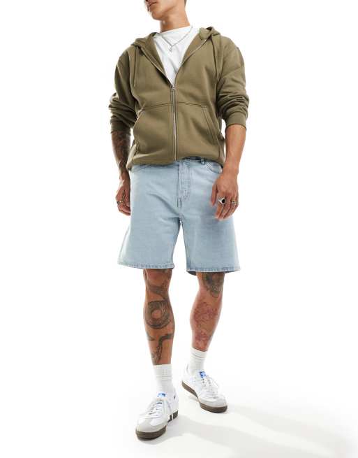 Weekday Space relaxed fit denim shorts in light blue wash