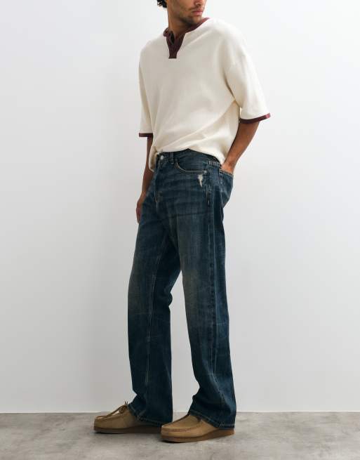 Weekday Space relaxed fit straight jeans in dark blue, 3 of 5