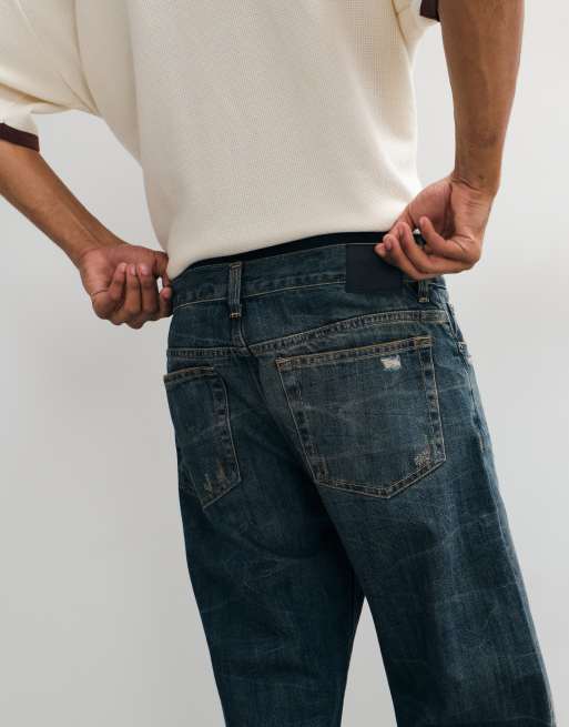 Weekday Space relaxed fit straight jeans in dark blue, 4 of 5