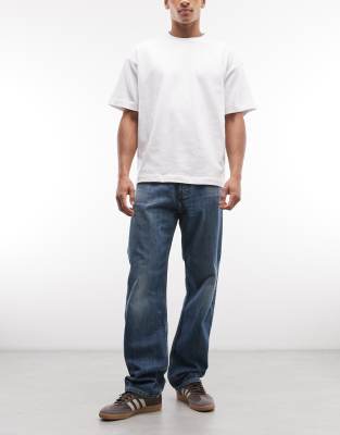Weekday Space Relaxed Fit Straight Jeans In Blue