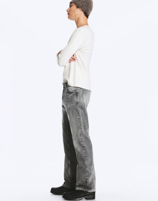 Weekday Space Relaxed-fit Straight Jeans in verwaschenem Schwarz, 3 von 5