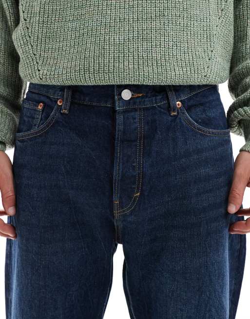 Weekday Space relaxed fit straight leg jeans in blue streaky wash