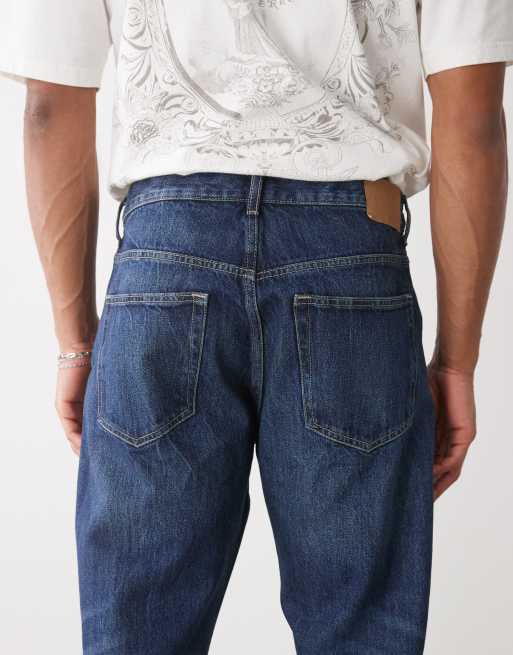 Weekday Space relaxed fit straight leg jeans in dark blue, 4 of 5