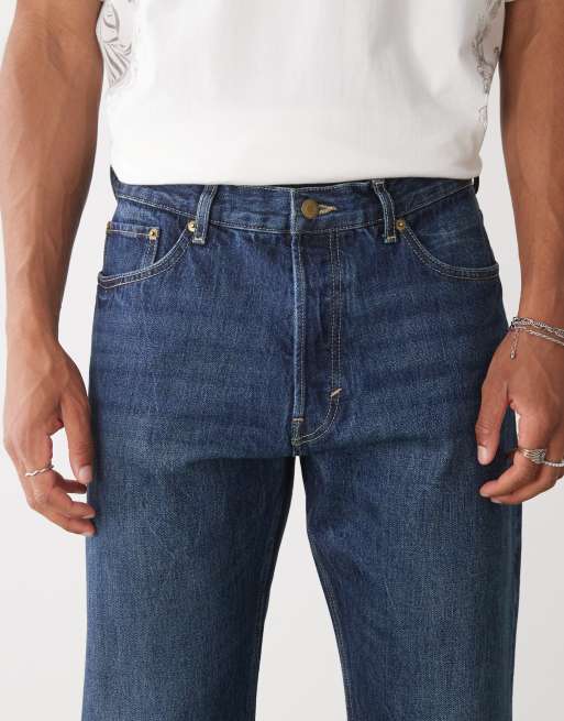 Weekday Space relaxed fit straight leg jeans in dark blue