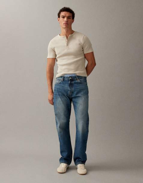 Weekday Space relaxed fit straight leg jeans in mid wash blue