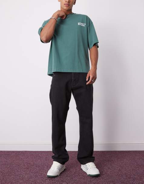 Weekday Space relaxed fit straight leg jeans in tuned black - view 1