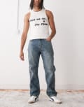[Weekday] Weekday Space relaxed fit straight leg jeans in vintage blue wash W28 L30 Second Blue
