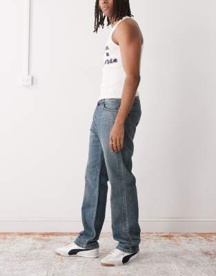 Weekday Space Relaxed Fit Straight Leg Jeans In Blue