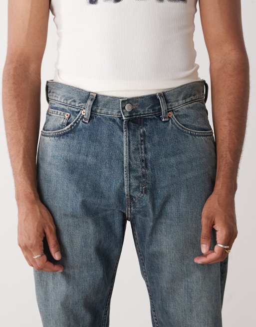 Weekday Space relaxed fit straight leg jeans in vintage blue wash, 4 of 5