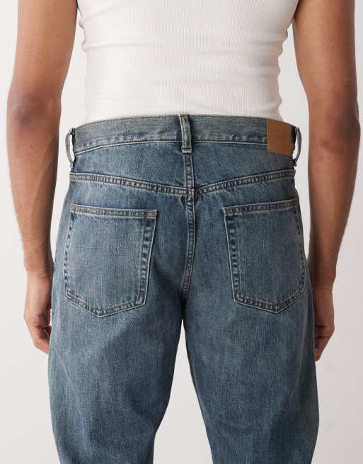 Weekday Space relaxed fit straight leg jeans in vintage blue wash