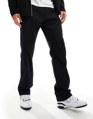 Space relaxed pants in black pinstripe