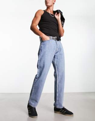 Weekday Space relaxed straight jeans in novel blue - ASOS Price Checker