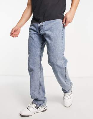 Weekday Weekday space relaxed straight leg jeans in pen blue