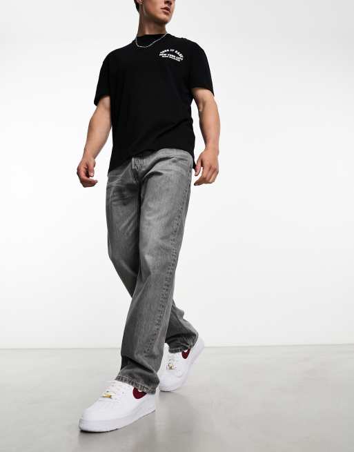 Weekday - Space - Ruimvallende jeans met rechte pijpen in grijs