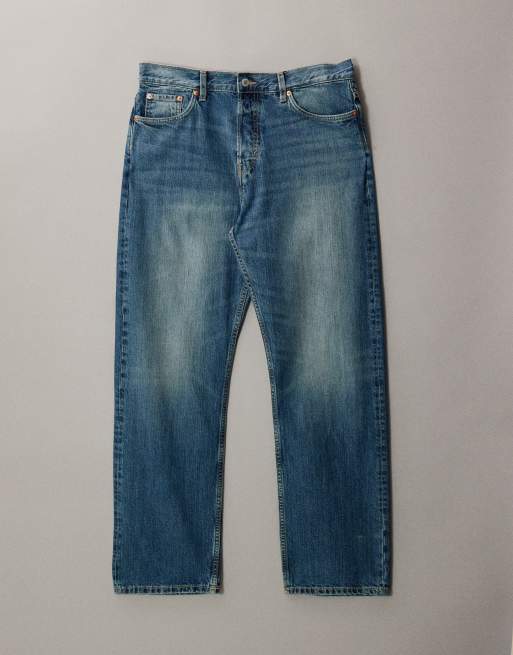 Weekday - Space - Ruimvallende jeans met rechte pijpen in mid-wash blauw, 5 van 7