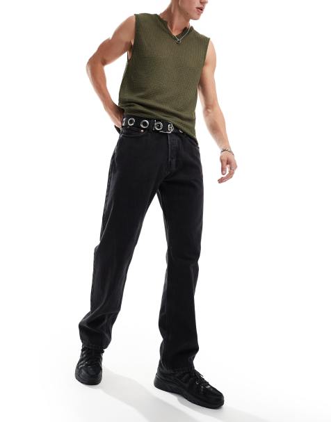 Weekday – Space – Schwarz Jeans mit weitem, geradem Beinschnitt - view 1