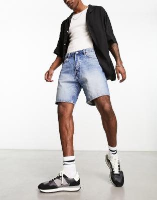 Weekday space straight fit denim shorts in light blue - ASOS Price Checker