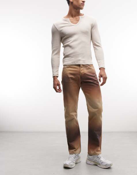 Weekday Space straight jeans in brown - view 1