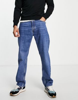Weekday space straight jeans in sea blue - ASOS Price Checker