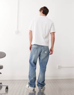 Weekday Space Straight Leg Distressed Jeans