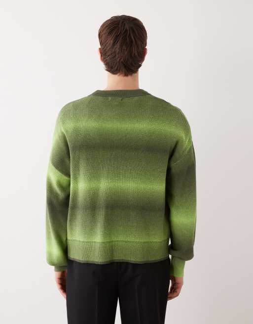 Weekday spacedye cotton sweater in green stripes, 4 of 5