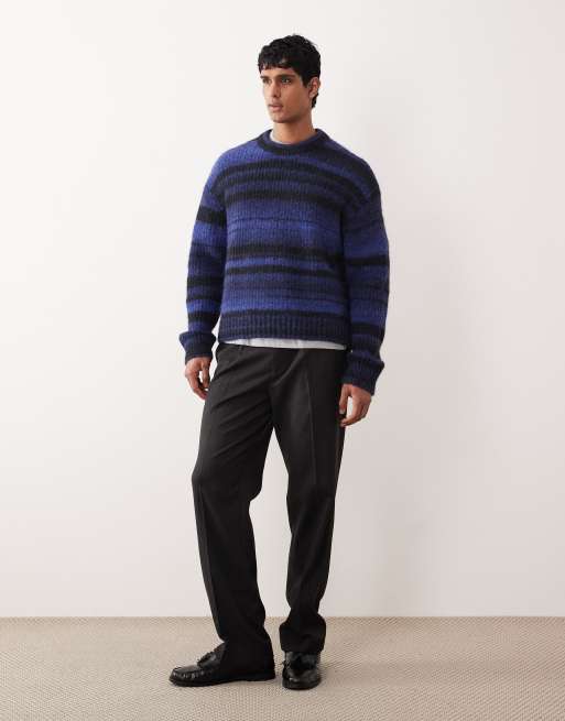 Weekday spacedye knitted jumper in blue stripe, 2 of 5