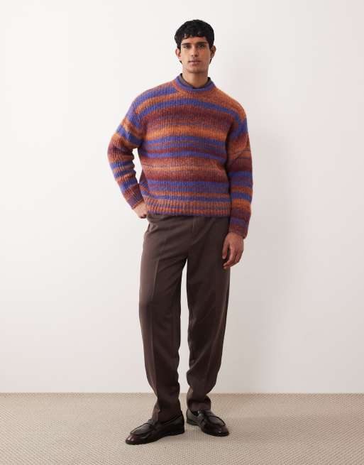 Weekday spacedye knitted jumper in orange stripe, 2 of 5