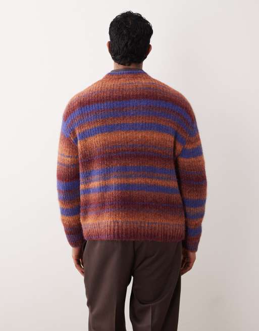 Weekday spacedye knitted jumper in orange stripe, 3 of 5