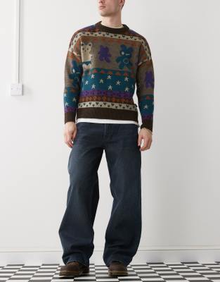 Weekday Sphere Low Waist Baggy Fit Jeans In Dark Blue Wash