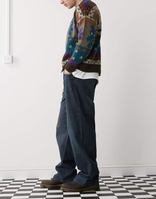 Weekday Sphere low waist baggy fit jeans in dark blue wash, 2 of 5
