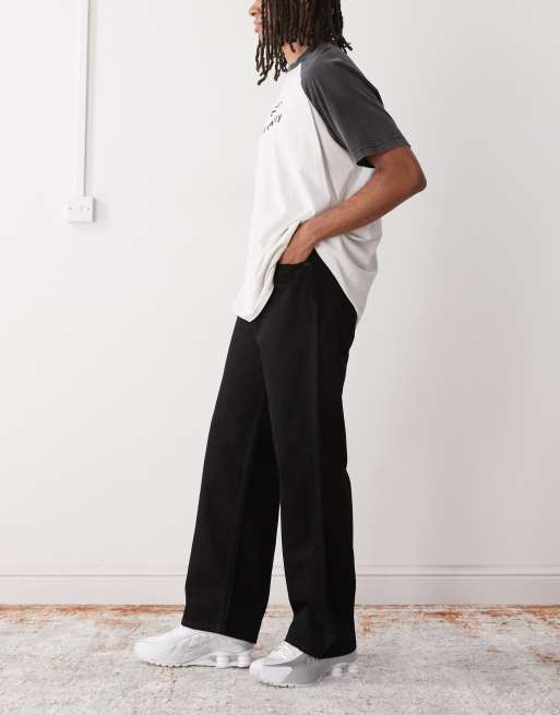 Weekday Sphere low waist loose fit jeans in black acid wash, 2 of 5